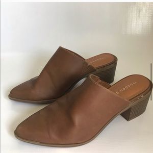 Madden Girl Joliee Tan Nubuck Heeled Mules